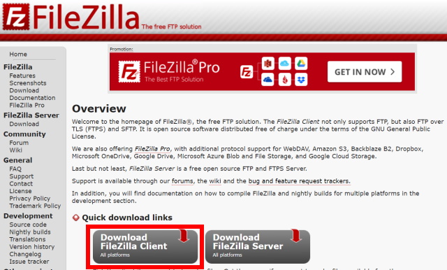 無料FTPソフトFilezilla(ファイルジラ)のインストール方法と使い方_01_インストール方法_Filezilla_clientを選択